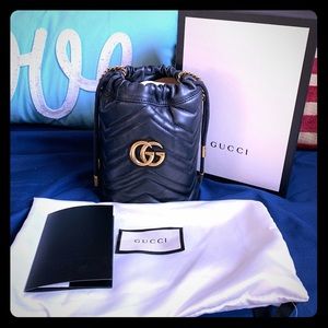 💯% Authentic mini gg marmont bucket bag
